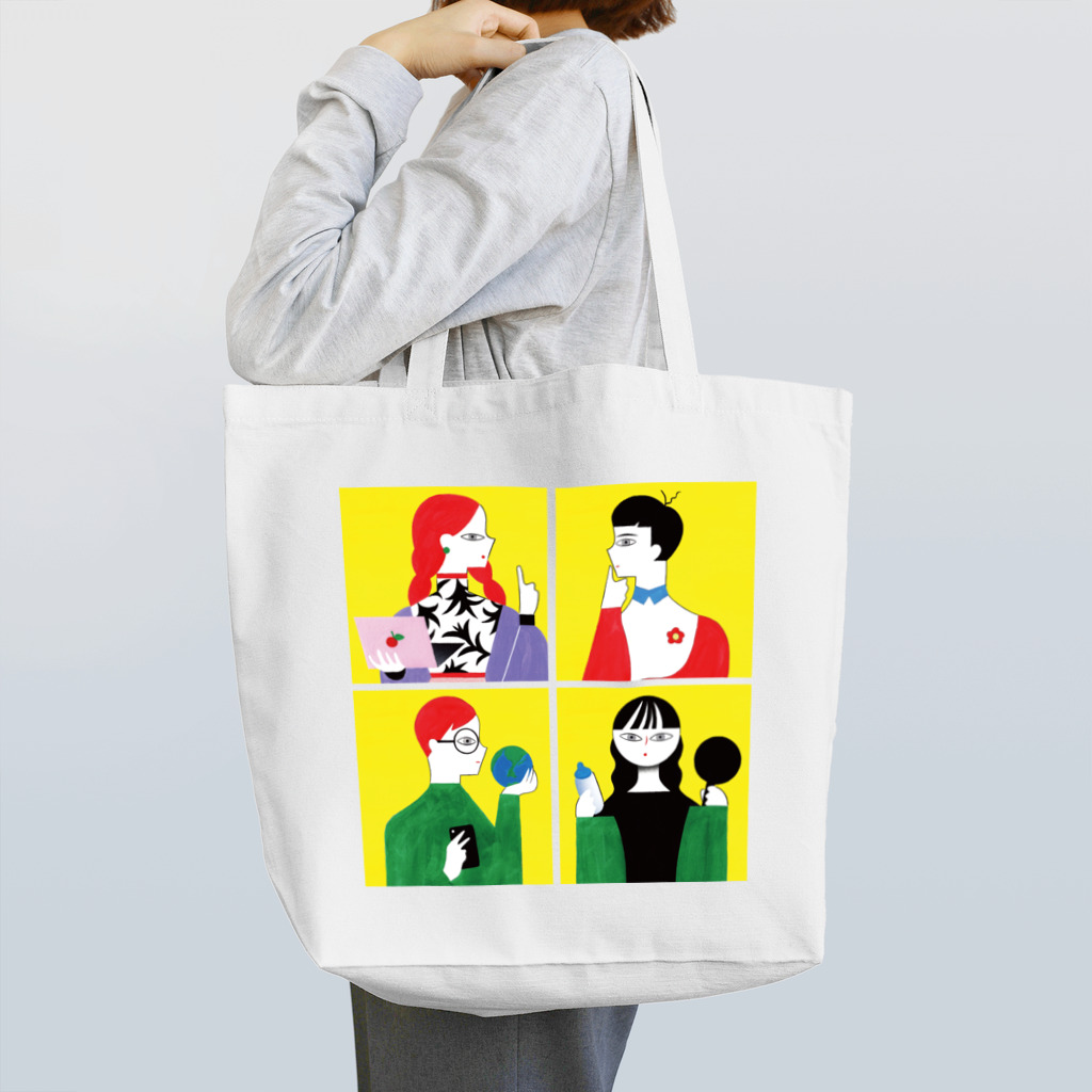 生き方見本市TOKAIの2.全員黄色正方形（大） Tote Bag