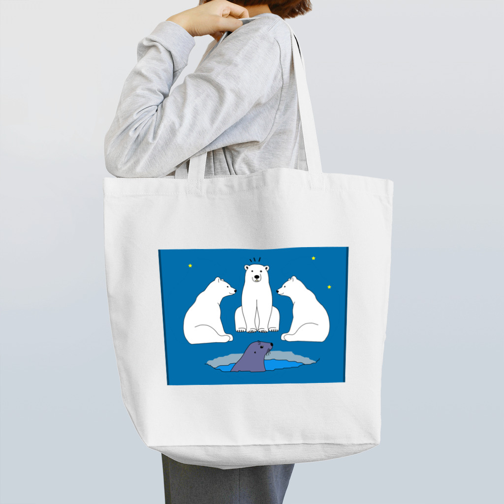 ほかほかしろくまのあったかざっかやのしろくまもびっくりョ Tote Bag