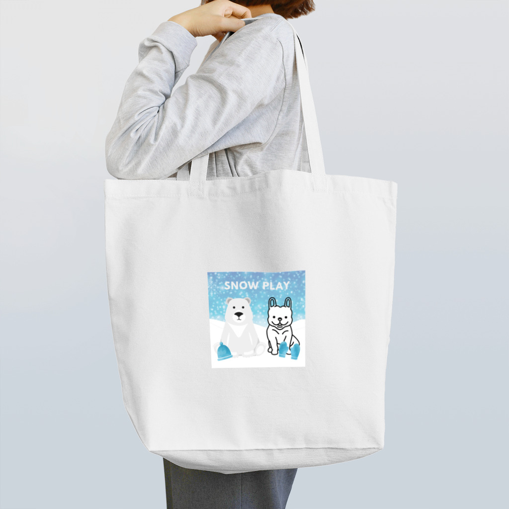 FRENCHIEのしろくまと雪遊びを楽しむフレブル🧤 Tote Bag