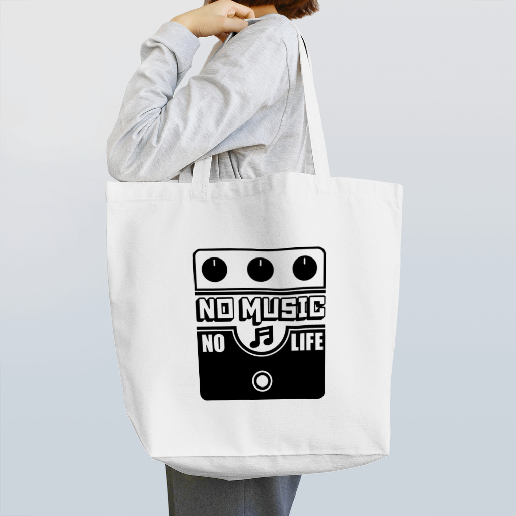 QUQU_WORKSのノーミュージックノーライフ ビッグマフデザイン ブラック Tote Bag