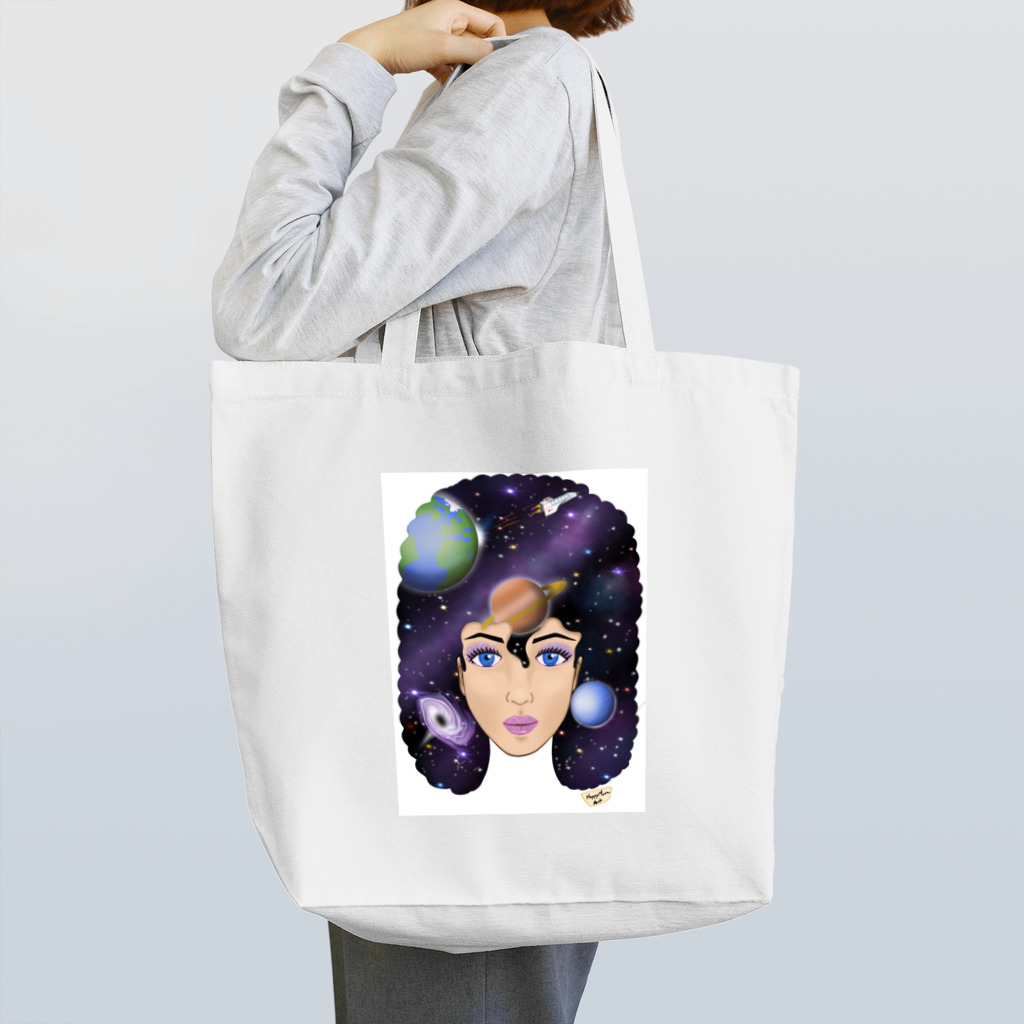 Happy Moon ArtのUniverse girl Tote Bag
