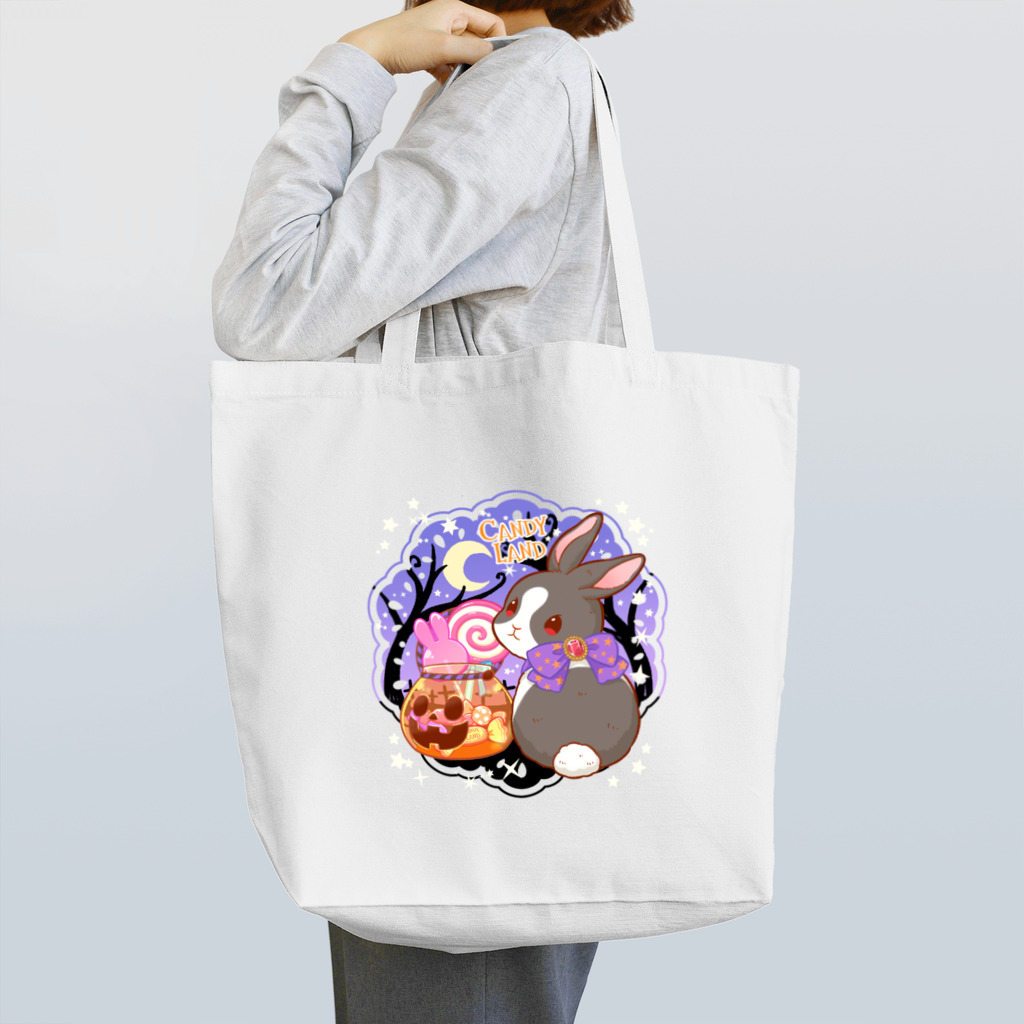 あずみのキャンディランドの【ハロウィン限定】キャンディポットと黒うさちゃん Tote Bag