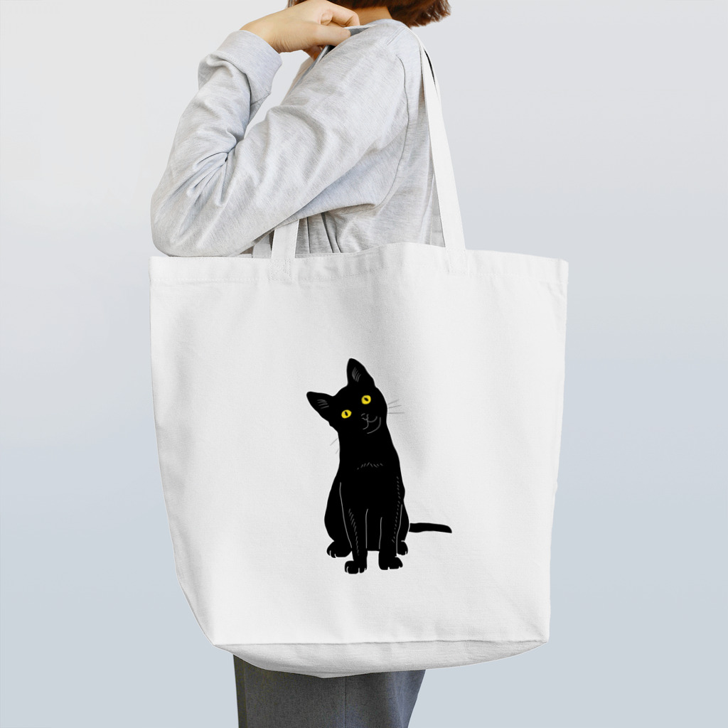 小鳥と映画館の小首をかしげるあざとい黒猫ちゃん Tote Bag