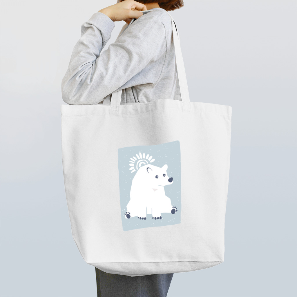 SugarWaterCat-art-graphicsの【 しろくま 】ブルー / 白熊 シロクマ ゆるかわ 動物 北欧 トートバッグ