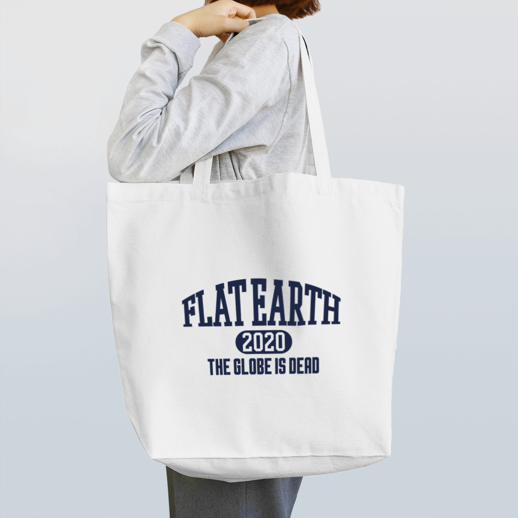 Mappila SHOPのカレッジ風(ネイビー)　フラットアース FLATEARTH トートバッグ