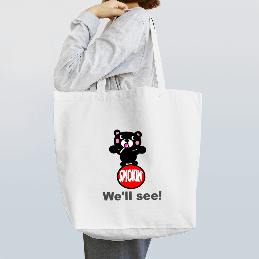 オリジナルデザインTシャツ　SMOKIN'の玉のりモクモックマ  飴ちゃんフェイス　黒 Tote Bag