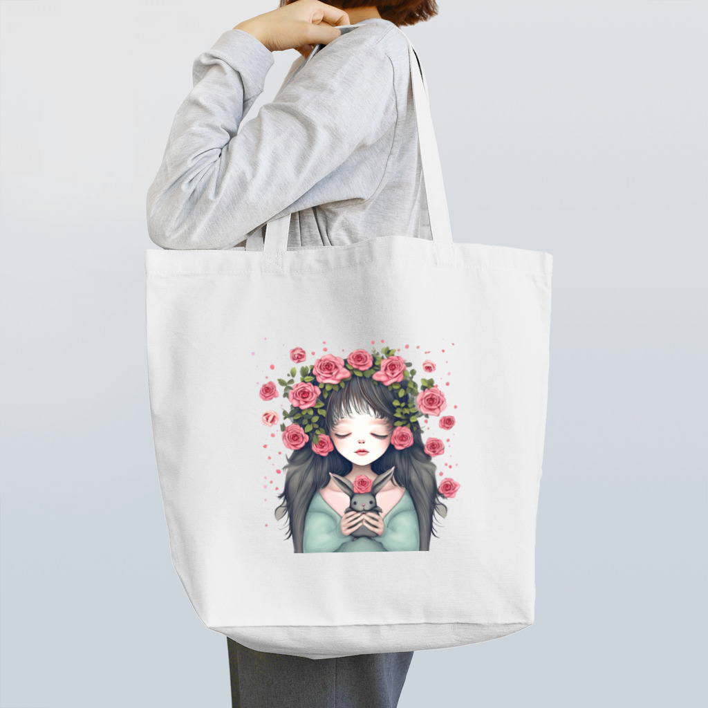 momosoramiaの少女とウサギの薔薇物語 Tote Bag