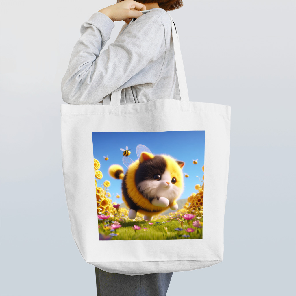 にゃっとクローバーのミツバチにゃんこ トートバッグA Tote Bag