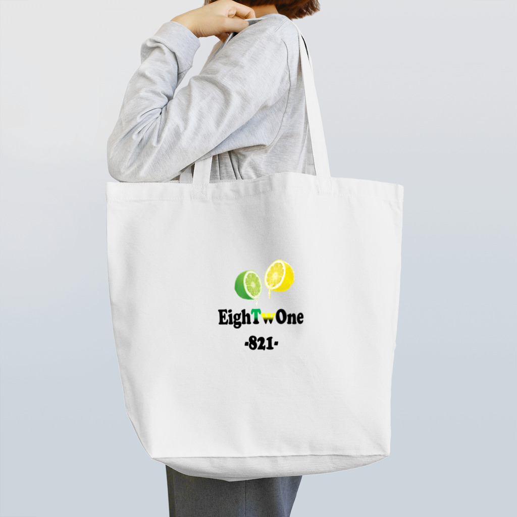 ストリートファッションはEighTwOne-821-(えいとぅーわん はちにーいち)のレモンライム Tote Bag