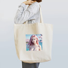 AI goddessの桜と川と青空と、ピンクの髪の女の子 Tote Bag