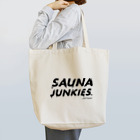 SAUNA JUNKIES | サウナジャンキーズのメルティー・ロゴ（黒プリント) トートバッグ