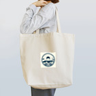 Cool Japanese CultureのMinimalist Traditional Japanese Motif Featuring Mount Fuji and Seigaiha Patterns Tote Bag