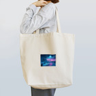 RetroRevive Treasuresの月とネオンの海辺 Tote Bag