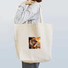 nigihayahiの夕日を背景に威厳あるライオンの姿。 Tote Bag