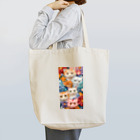 Grazing Wombatのかわいい猫ちゃんたちが3Dの紙細工のように立体的に描かれたアート Tote Bag