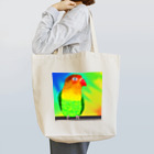 mame-hapi まめ*はぴのビビットカラーなカラフルインコさん Tote Bag