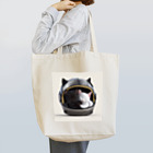 Shihiroの猫型ヘルメットで眠る黒猫と白猫 Tote Bag