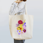 prunelleのインコと花 Tote Bag