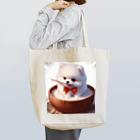 Pom-Dog'sのご飯に埋もれる白ポメ Tote Bag