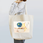 たまごちゃんのうさお母さんのほっこり料理 文字入り Tote Bag