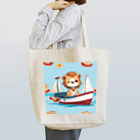 ganeshaのおもちゃのヨットに乗ってかわいいライオンに出会おう Tote Bag