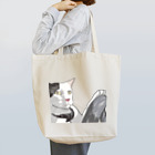 手書きイラストで猫ミームの運転する猫 トートバッグ