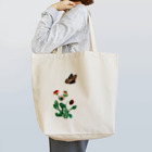 Saza-nami Antique designの花と蝶 トートバッグ