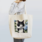 capcat1919のハチワレ猫白黒と紫陽花 Tote Bag