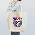 浪漫千代（ロマチョんの店）のA skull in a flower garden トートバッグ