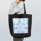 Ａ’ｚｗｏｒｋＳのSKULL&BONE TRIBAL GRUNGE WHT ON DENIM Tote Bag