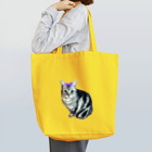 harupink🌸ペット似顔絵illustのアメショのあかりちゃん紫リボンversion Tote Bag