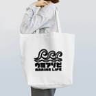 QUQU_WORKSのウミアソビ マリンライフ 海遊び サーフ ブラック Tote Bag