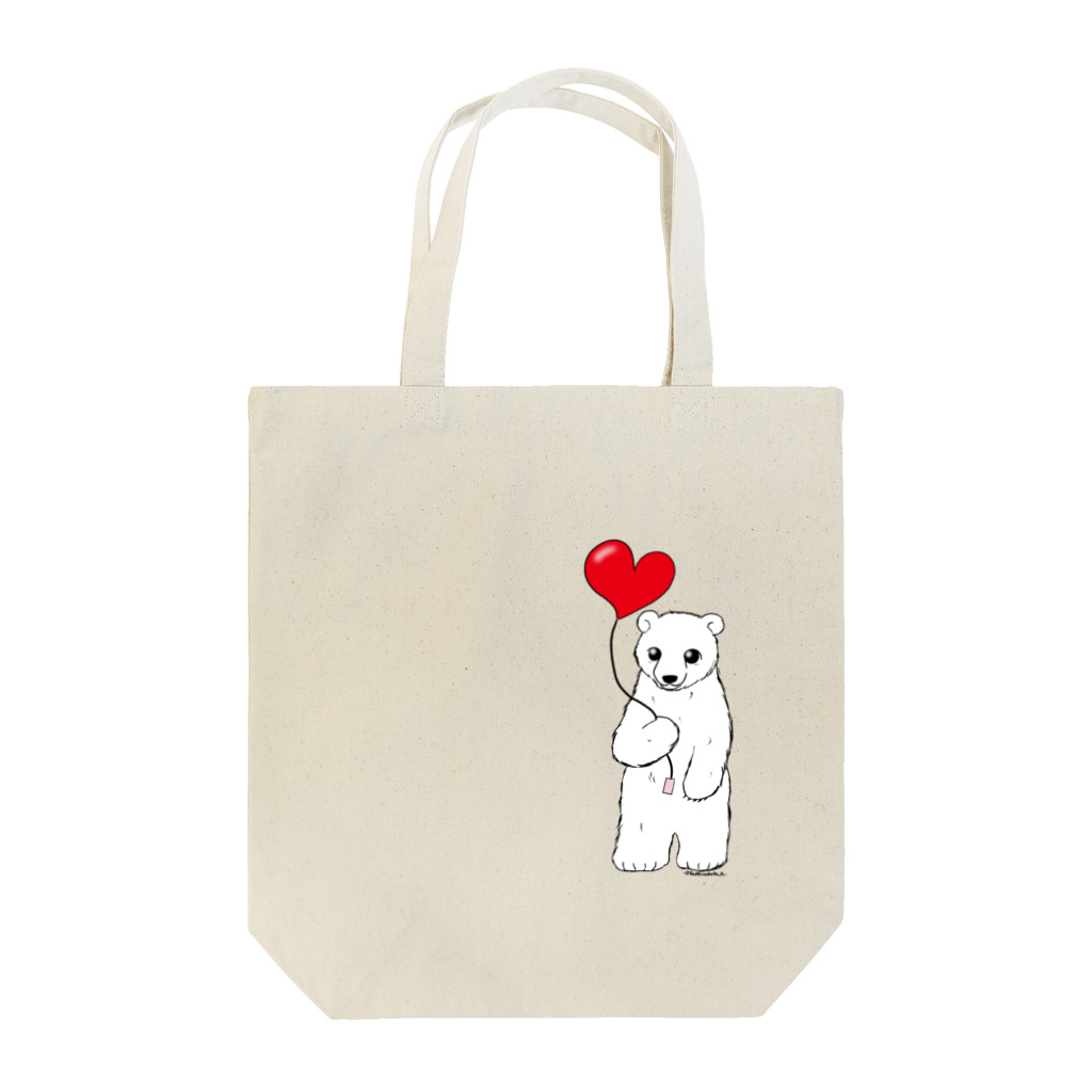 Draw freelyのハート風船　シロクマ Tote Bag