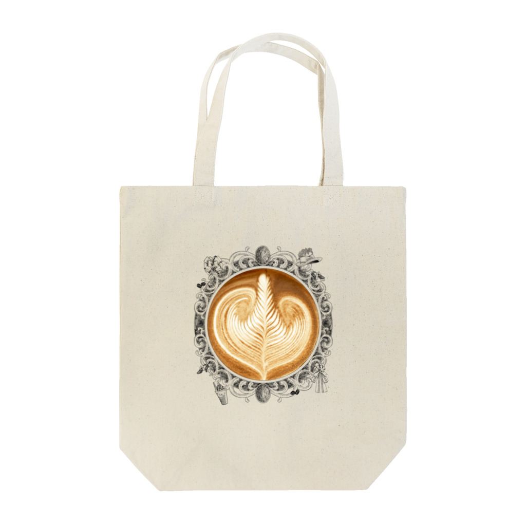 Prism coffee beanの【Lady's sweet coffee】ラテアート エレガンスリーフ / With accessories Tote Bag