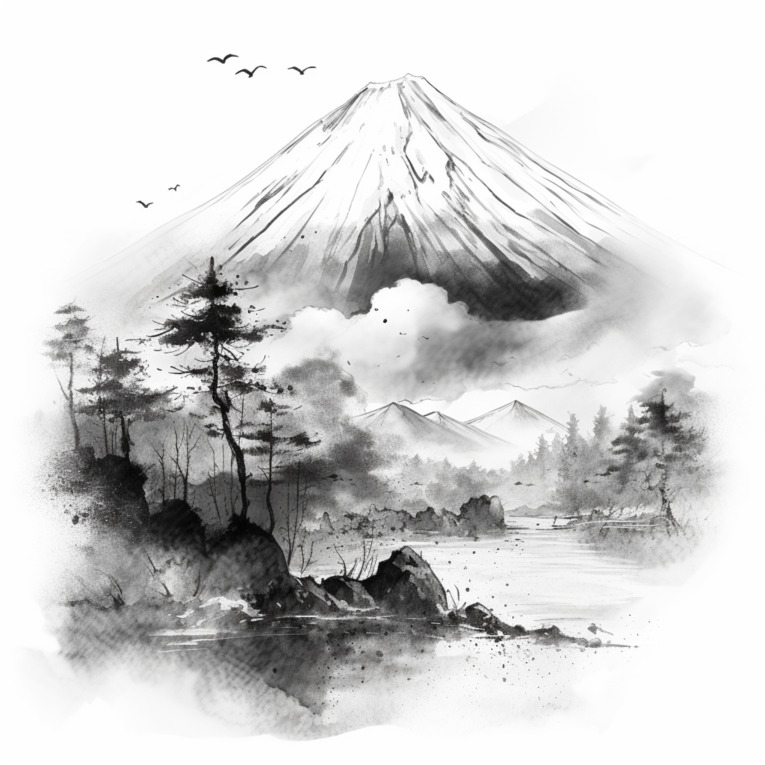 水墨画の富士山 by kazubon-313 ∞ SUZURI